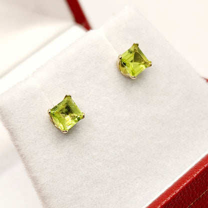Gold Peridot Stud Earrings, 14K Yellow Gold Genuine Peridot (0.70ct) Stud Earrings, August Birthstone, Earrings For Her, Natural Peridot