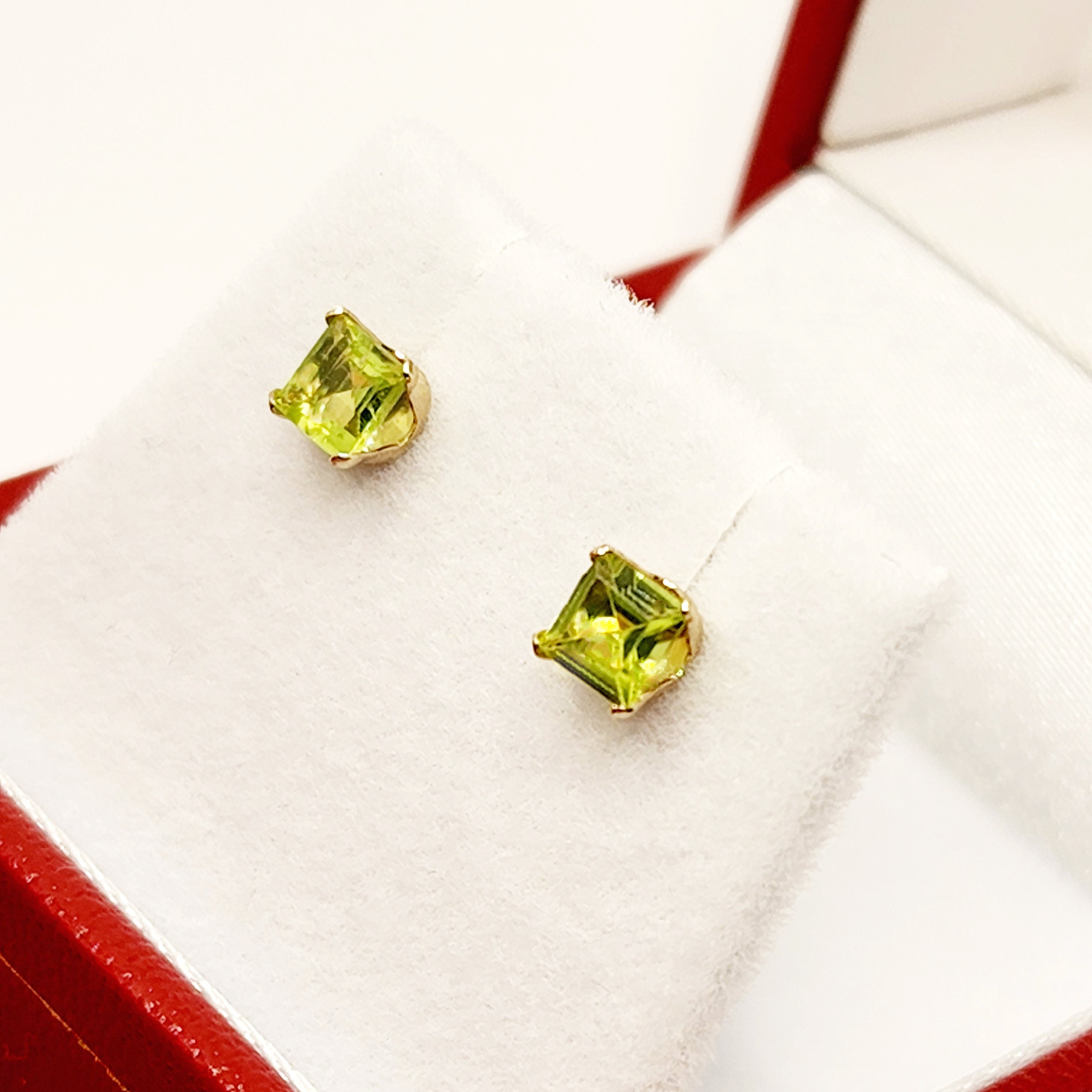 Gold Peridot Stud Earrings, 14K Yellow Gold Genuine Peridot (0.70ct) Stud Earrings, August Birthstone, Earrings For Her, Natural Peridot