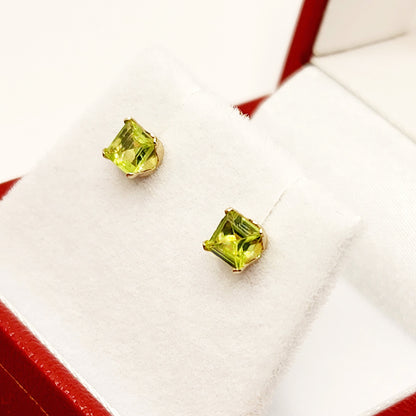 Gold Peridot Stud Earrings, 14K Yellow Gold Genuine Peridot (0.70ct) Stud Earrings, August Birthstone, Earrings For Her, Natural Peridot