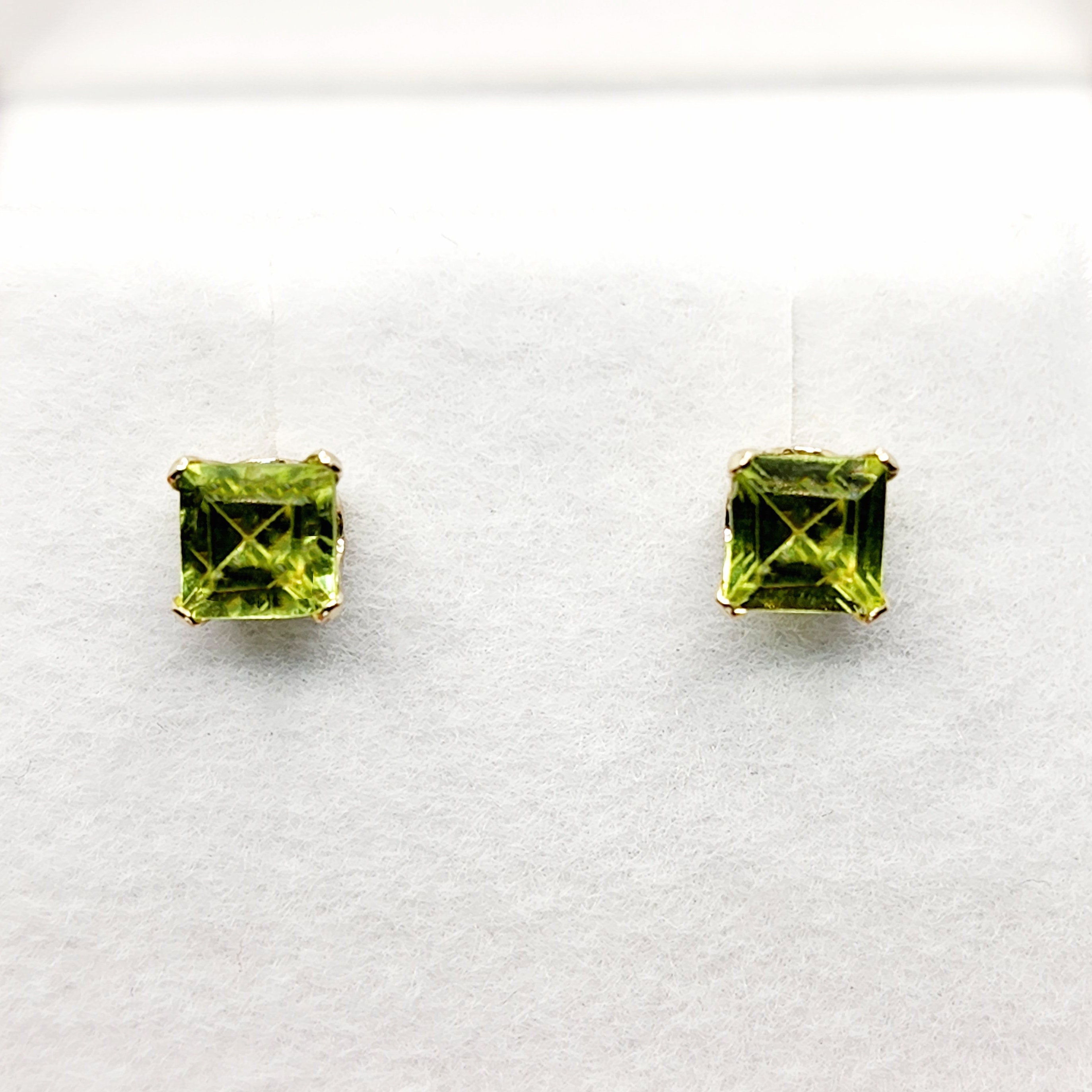 Gold Peridot Stud Earrings, 14K Yellow Gold Genuine Peridot (0.70ct) Stud Earrings, August Birthstone, Earrings For Her, Natural Peridot