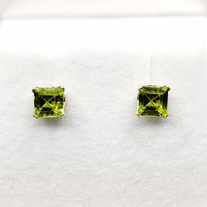 Gold Peridot Stud Earrings, 14K Yellow Gold Genuine Peridot (0.70ct) Stud Earrings, August Birthstone, Earrings For Her, Natural Peridot