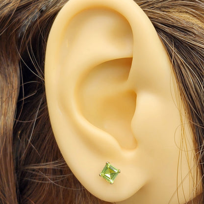 Gold Peridot Stud Earrings, 14K Yellow Gold Genuine Peridot (0.70ct) Stud Earrings, August Birthstone, Earrings For Her, Natural Peridot