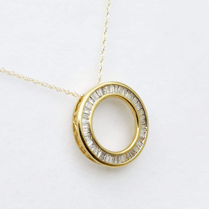 Gold Diamond Pendant Necklace,  10K Yellow Gold Natural Diamonds 0.35ct Circle of Life Pendant, Bridal Necklace