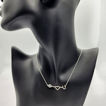 Diamond Necklace I LOVE YOU | 925 Sterling Silver Diamond 0.25ct Necklace | Necklace for Women, Eye Love You Necklace
