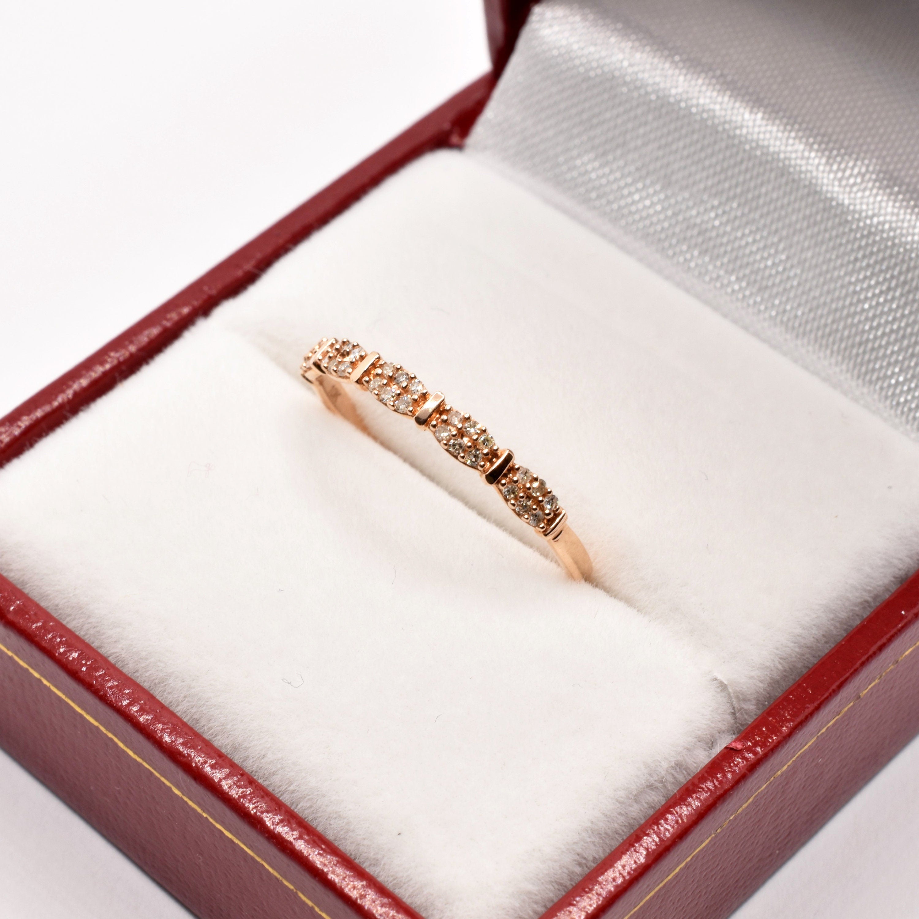 Rose Gold Diamond Ring, 10K Rose Gold Natural Diamond Ring, Engagement Rings, Thin Gold Ring For Her, Delicate ring for Women