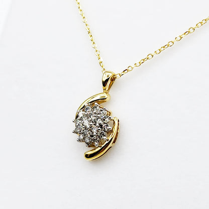 Gold Diamond Pendant Necklace, 10K Yellow Gold Natural Diamonds (0.50ct) Necklace, April Birthstone, Necklace For Wedding, Bridal Necklace