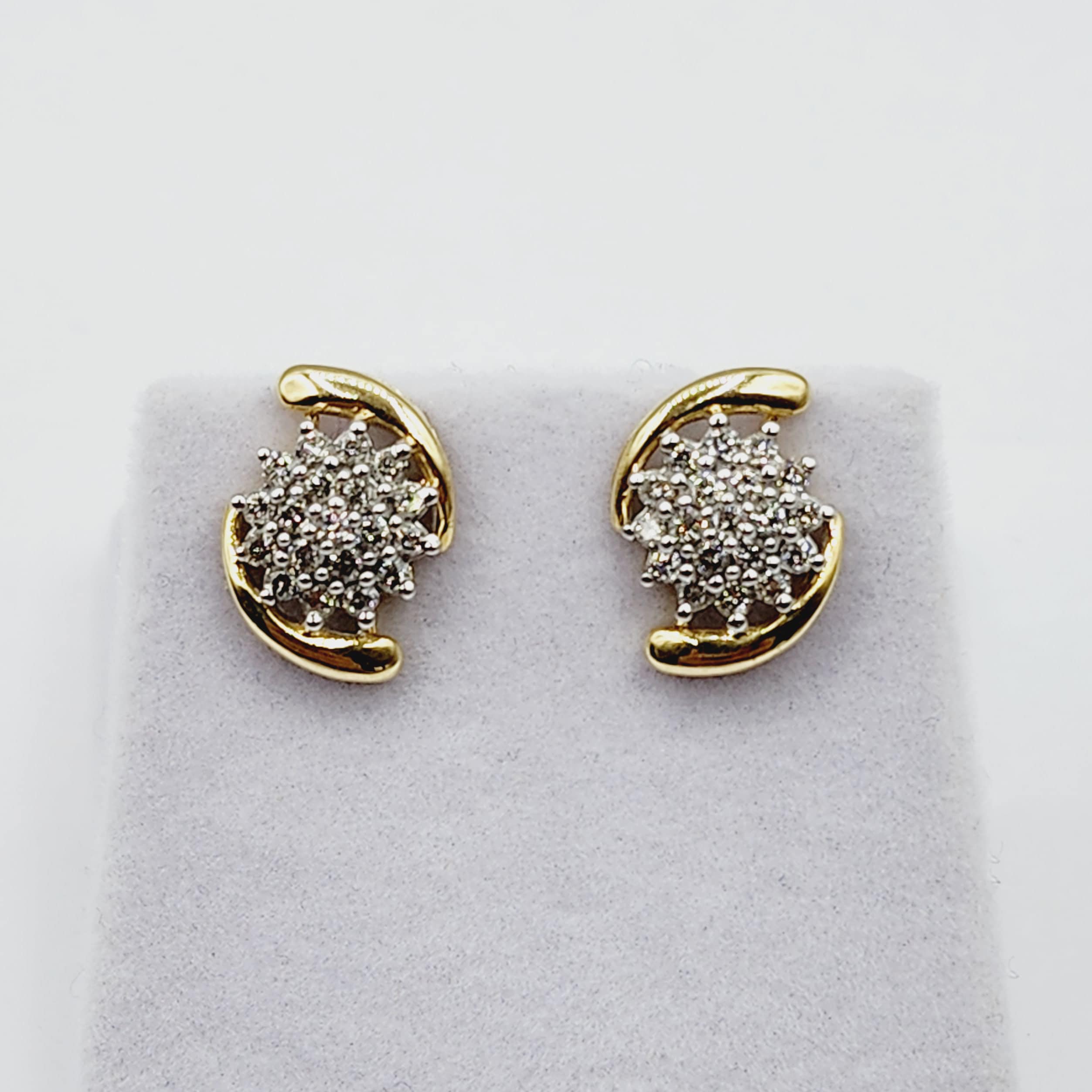 Gold Diamond Stud Earrings, 10K Yellow Gold Natural Diamonds Earrings, Earrings For Women, Wedding Earrings, Anniversary Gift