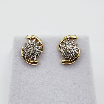 Gold Diamond Stud Earrings, 10K Yellow Gold Natural Diamonds Earrings, Earrings For Women, Wedding Earrings, Anniversary Gift