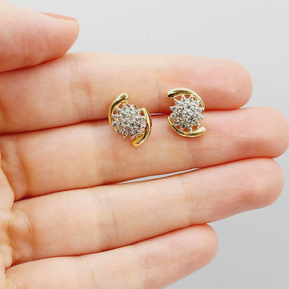 Gold Diamond Stud Earrings, 10K Yellow Gold Natural Diamonds Earrings, Earrings For Women, Wedding Earrings, Anniversary Gift