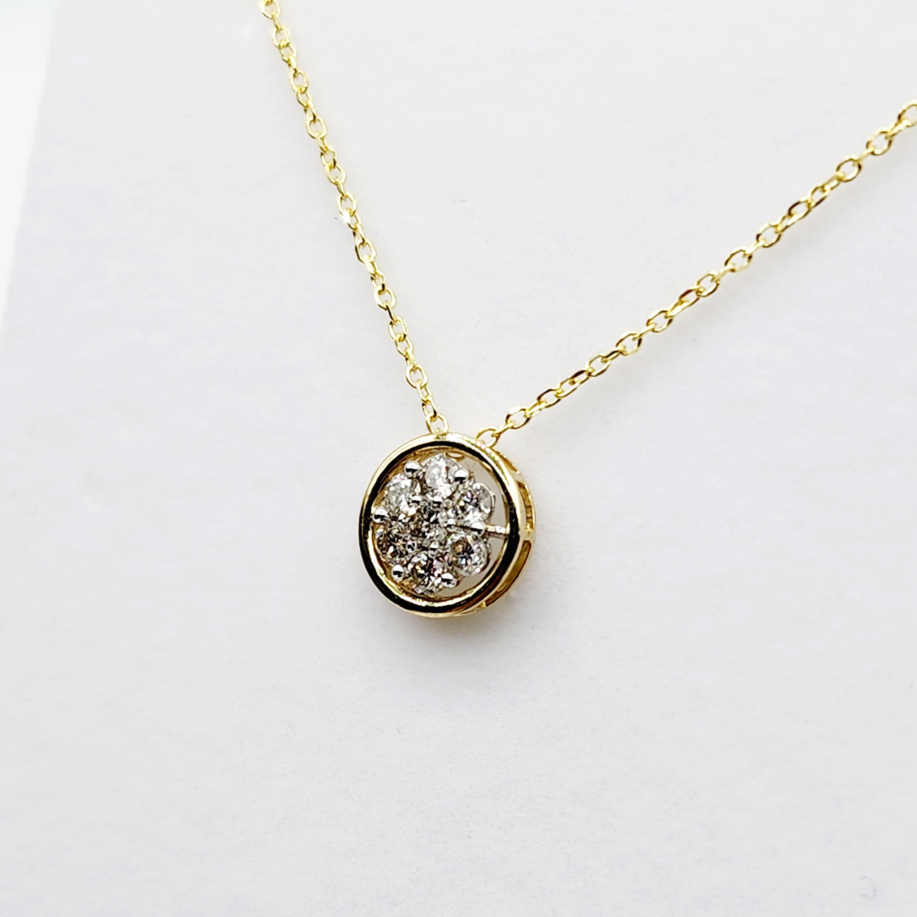 Gold Diamond Pendant Necklace, 10K Yellow Gold Natural Diamond Necklace, April Birthstone, Necklace For Women, Anniversary Gift
