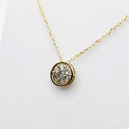 Gold Diamond Pendant Necklace, 10K Yellow Gold Natural Diamond Necklace, April Birthstone, Necklace For Women, Anniversary Gift