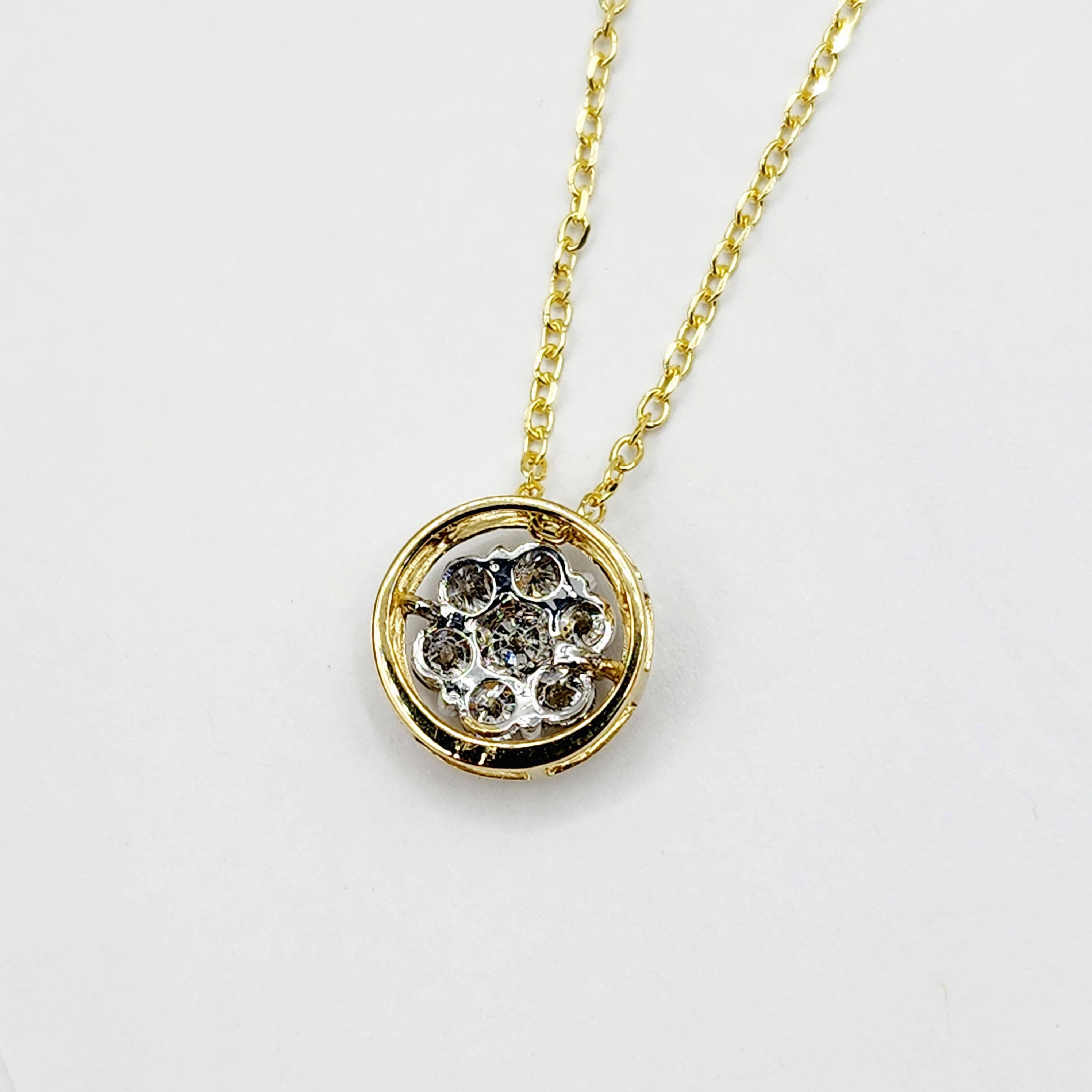 Gold Diamond Pendant Necklace, 10K Yellow Gold Natural Diamond Necklace, April Birthstone, Necklace For Women, Anniversary Gift