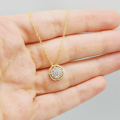 Gold Diamond Pendant Necklace, 10K Yellow Gold Natural Diamond Necklace, April Birthstone, Necklace For Women, Anniversary Gift