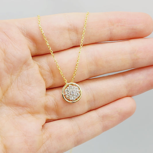 Gold Diamond Pendant Necklace, 10K Yellow Gold Natural Diamond Necklace, April Birthstone, Necklace For Women, Anniversary Gift