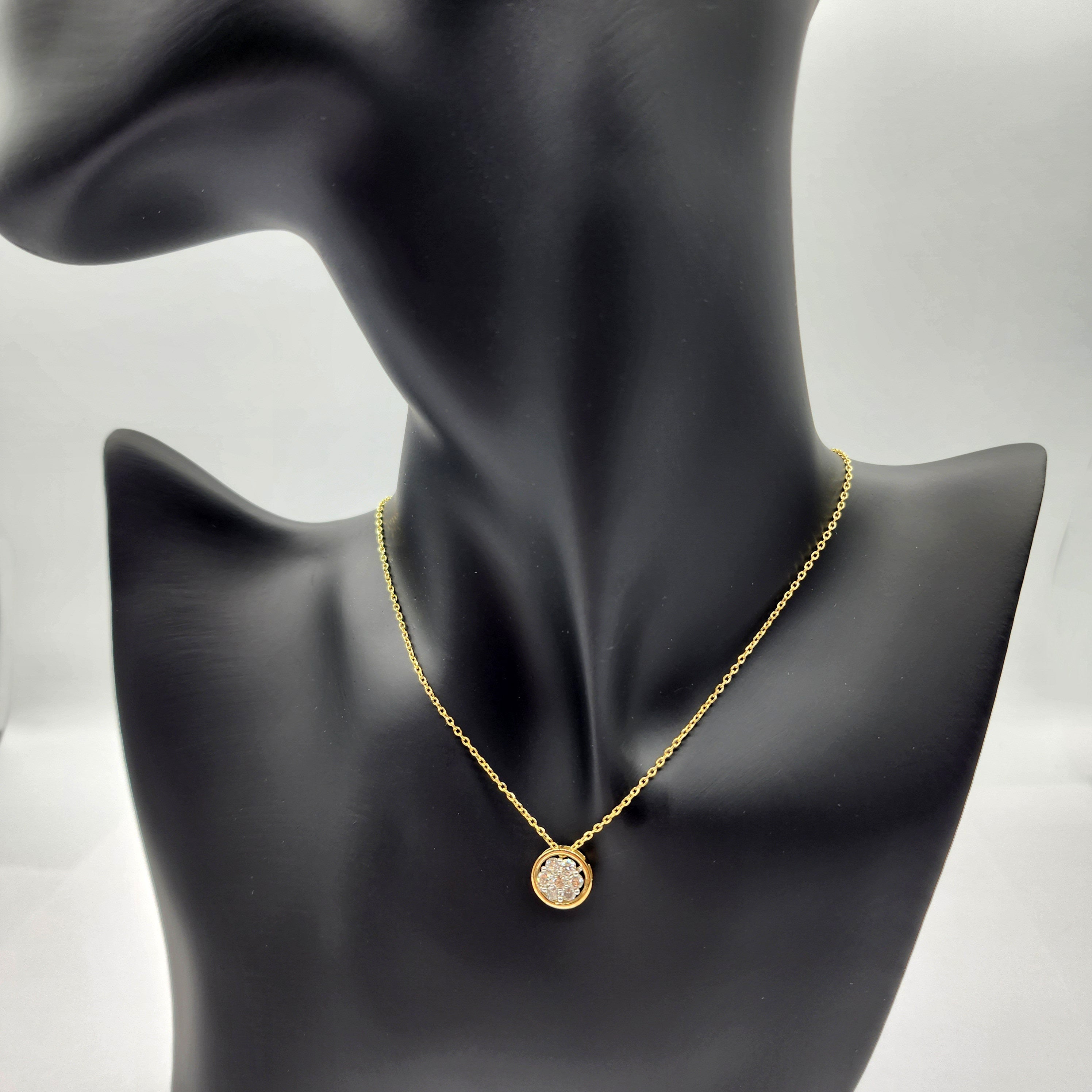 Gold Diamond Pendant Necklace, 10K Yellow Gold Natural Diamond Necklace, April Birthstone, Necklace For Women, Anniversary Gift