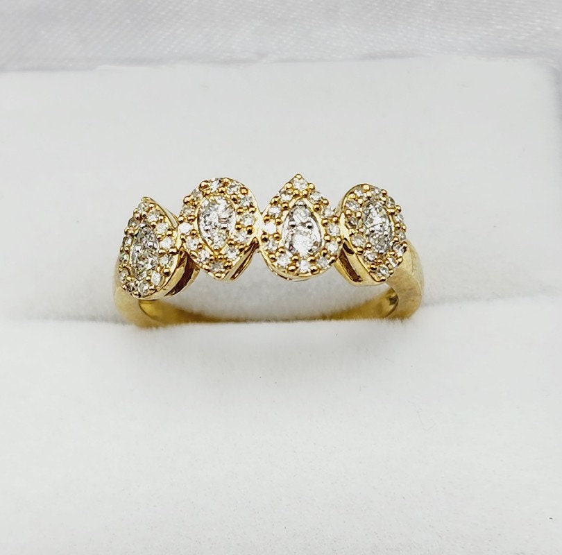 Diamond Gold Ring | 10K Yellow Gold Natural Diamond 0.40ct Ring, Rings For Women, Wedding Ring, Anniversary Gift