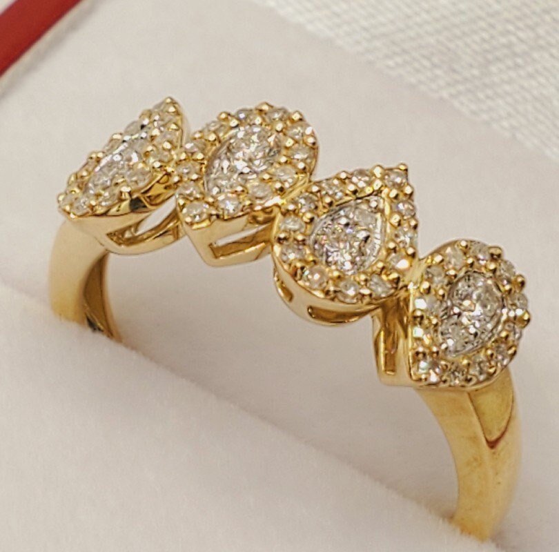 Diamond Gold Ring | 10K Yellow Gold Natural Diamond 0.40ct Ring, Rings For Women, Wedding Ring, Anniversary Gift