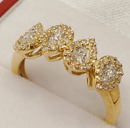 Diamond Gold Ring | 10K Yellow Gold Natural Diamond 0.40ct Ring, Rings For Women, Wedding Ring, Anniversary Gift