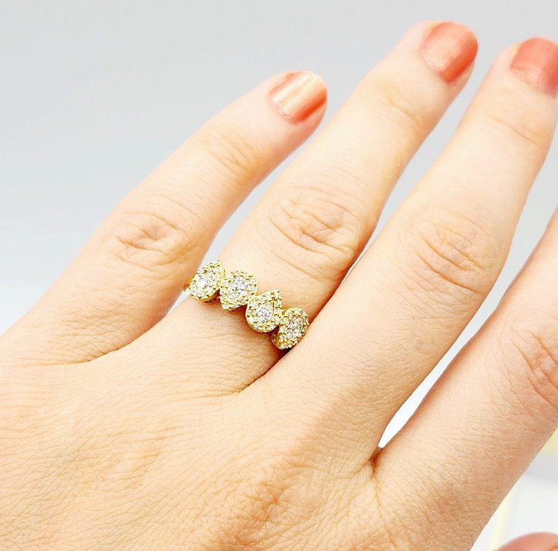 Diamond Gold Ring | 10K Yellow Gold Natural Diamond 0.40ct Ring, Rings For Women, Wedding Ring, Anniversary Gift