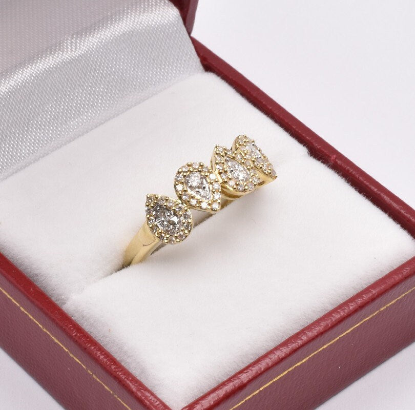 Diamond Gold Ring | 10K Yellow Gold Natural Diamond 0.40ct Ring, Rings For Women, Wedding Ring, Anniversary Gift
