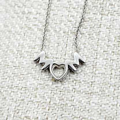 Silver Necklace for Mom, "Mom" Diamond Pendant Necklace, Natural Diamond Necklace for Women, Memorial Jewelry Present for Mothers Day Gift