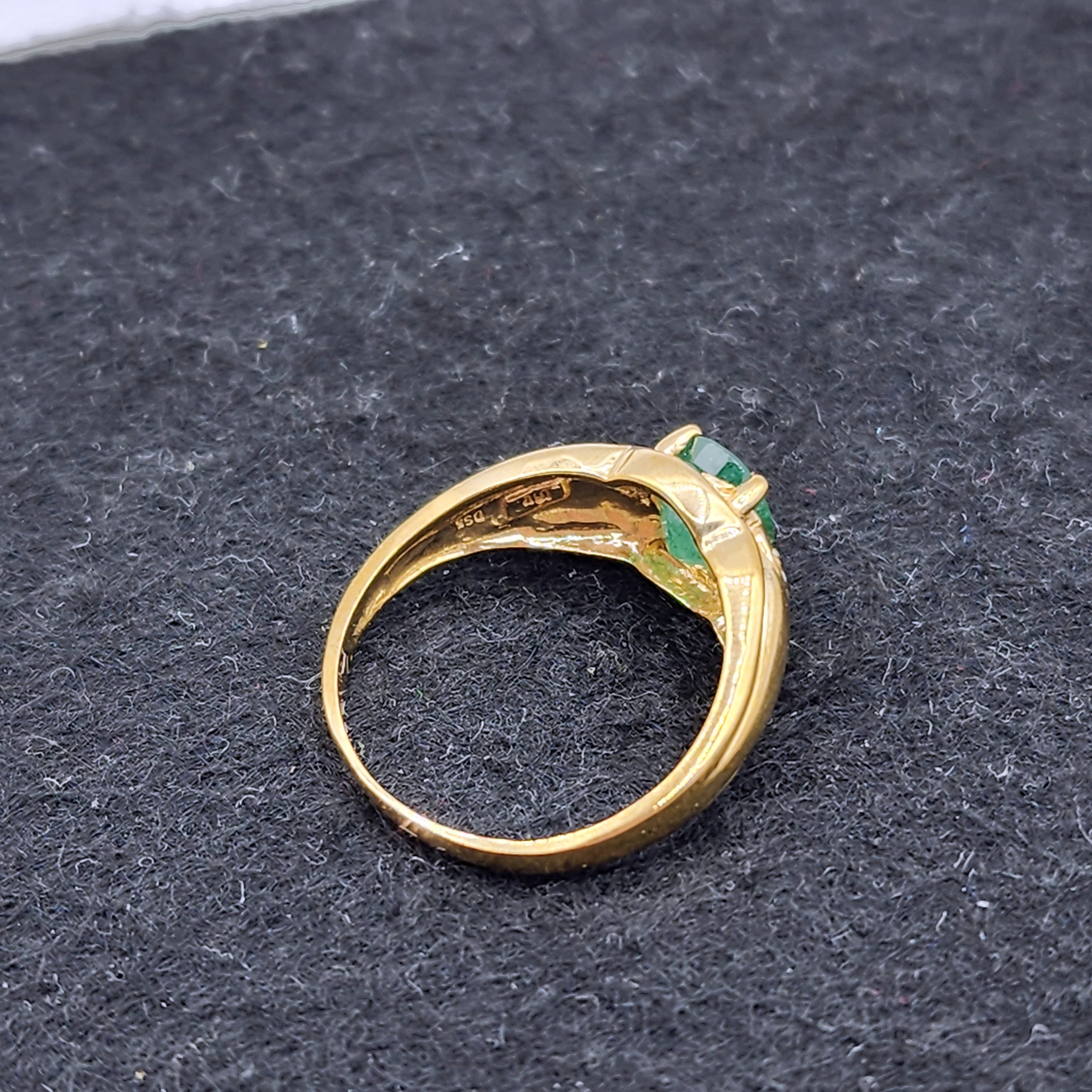 Gold Natural Emerald Ring, 10K Yellow Gold Emerald 8x6mm with Diamond Ring, May Birthstone, Rings For Women, Birthstone Ring, Green Gemstone