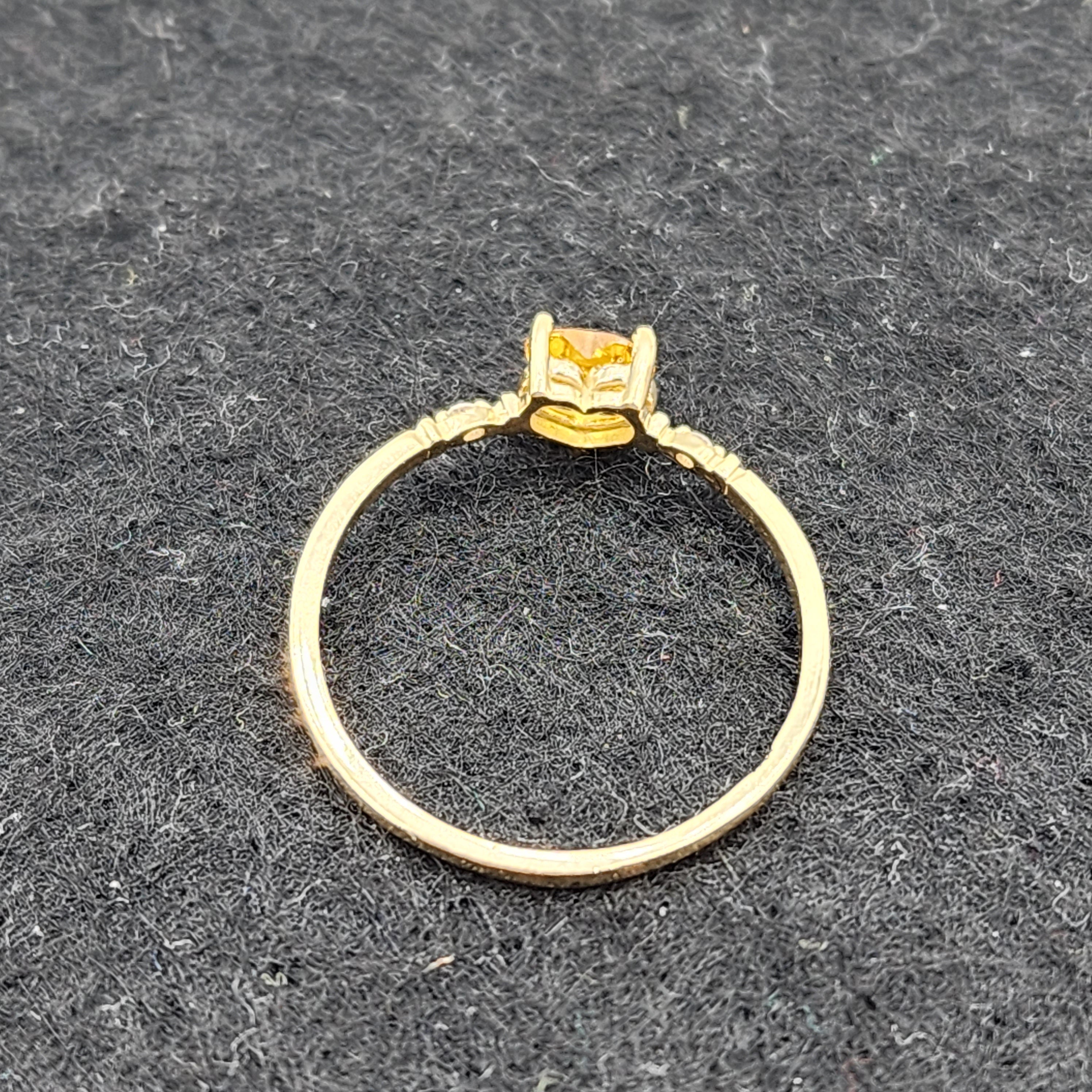 Gold Yellow Sapphire Ring, 10K Yellow Gold Natural Yellow Sapphire Heart Shaped 5x5mm with Diamonds Ring for Women, Gemstone Ring for Her