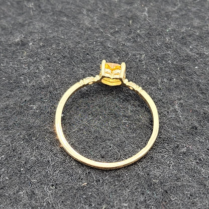 Gold Yellow Sapphire Ring, 10K Yellow Gold Natural Yellow Sapphire Heart Shaped 5x5mm with Diamonds Ring for Women, Gemstone Ring for Her