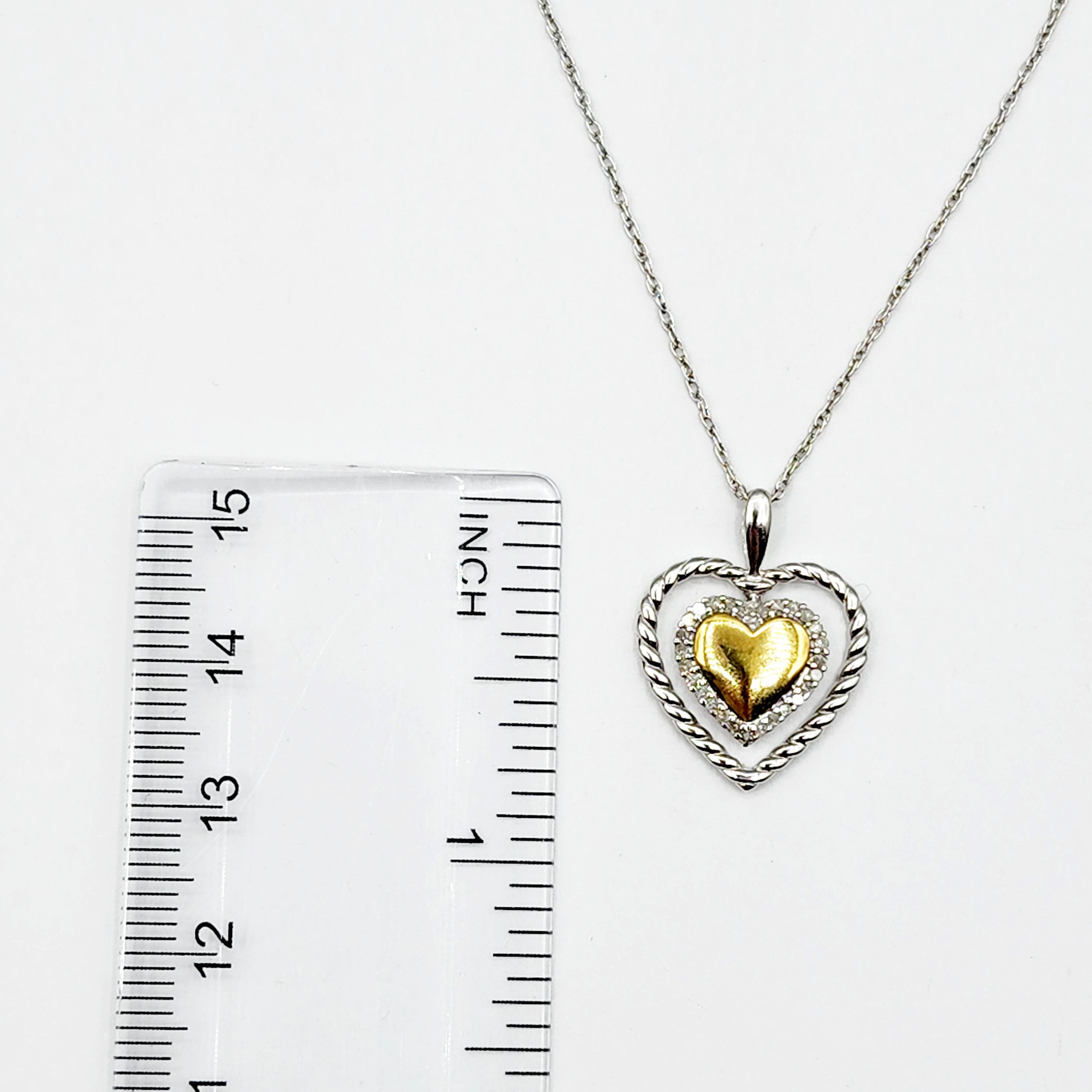 Silver Heart Necklace, 925 Sterling Silver Diamond Heart-Shaped Pendant with Chain , Necklace for Girls, Diamond Heart Pendant for Women