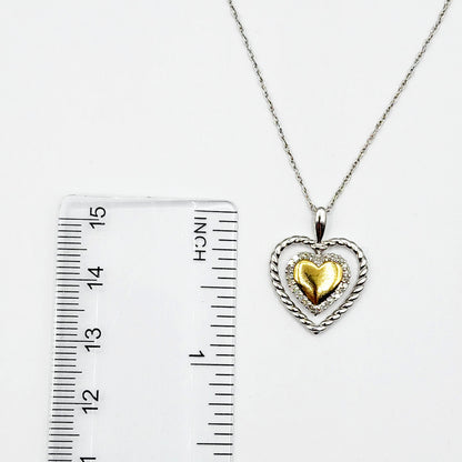 Silver Heart Necklace, 925 Sterling Silver Diamond Heart-Shaped Pendant with Chain , Necklace for Girls, Diamond Heart Pendant for Women