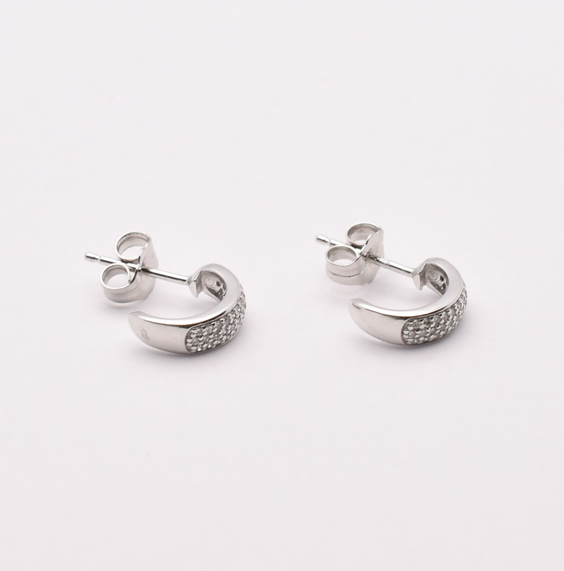 Gold Diamond Hoop Earrings, 10K White Gold Diamond (0.17ct) Earrings, Tiny Hoop Earrings, April Birthstone, Small Earrings For Her