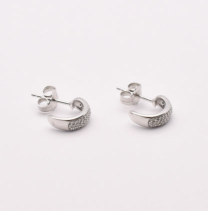 Gold Diamond Hoop Earrings, 10K White Gold Diamond (0.17ct) Earrings, Tiny Hoop Earrings, April Birthstone, Small Earrings For Her