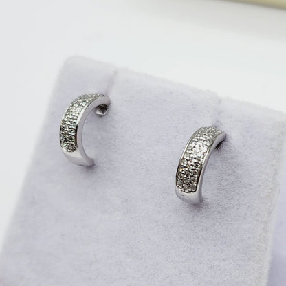 Gold Diamond Hoop Earrings, 10K White Gold Diamond (0.17ct) Earrings, Tiny Hoop Earrings, April Birthstone, Small Earrings For Her