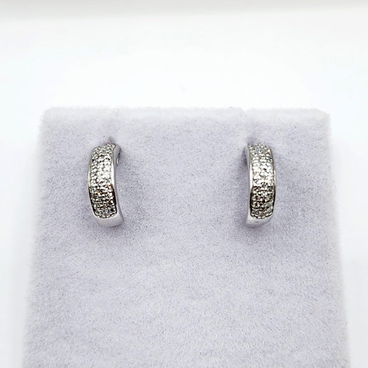 Gold Diamond Hoop Earrings, 10K White Gold Diamond (0.17ct) Earrings, Tiny Hoop Earrings, April Birthstone, Small Earrings For Her