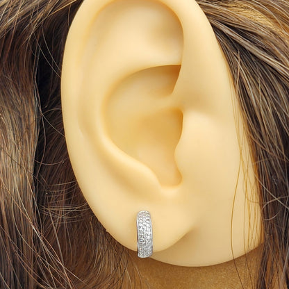 Gold Diamond Hoop Earrings, 10K White Gold Diamond (0.17ct) Earrings, Tiny Hoop Earrings, April Birthstone, Small Earrings For Her
