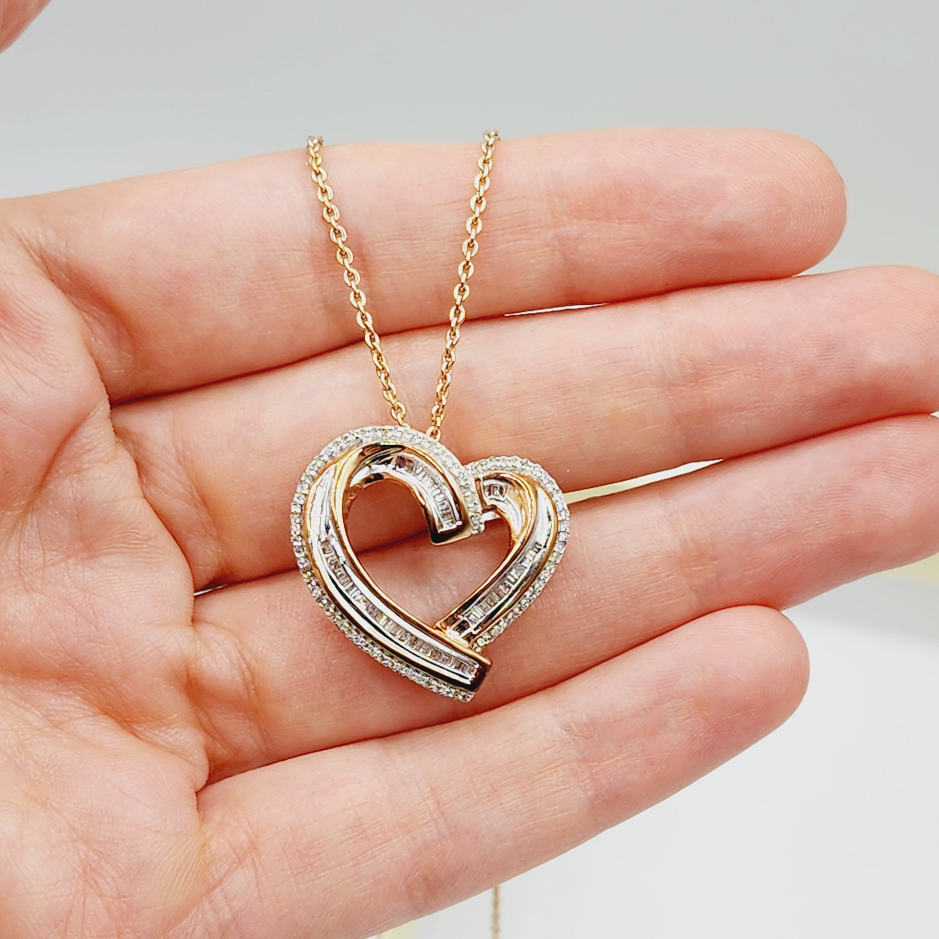 Rose Color With Natural Diamond Necklace, Brass Diamond Heart-shaped Pendant For Women, Gift for Her