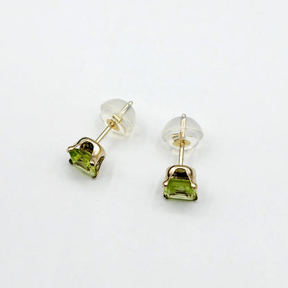 Gold Peridot Stud Earrings, 14K Yellow Gold Genuine Peridot (0.70ct) Stud Earrings, August Birthstone, Earrings For Her, Natural Peridot