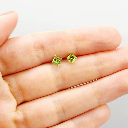 Gold Peridot Stud Earrings, 14K Yellow Gold Genuine Peridot (0.70ct) Stud Earrings, August Birthstone, Earrings For Her, Natural Peridot