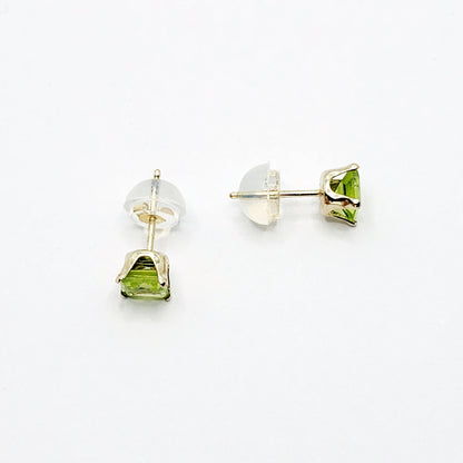 Gold Peridot Stud Earrings, 14K Yellow Gold Genuine Peridot (0.70ct) Stud Earrings, August Birthstone, Earrings For Her, Natural Peridot
