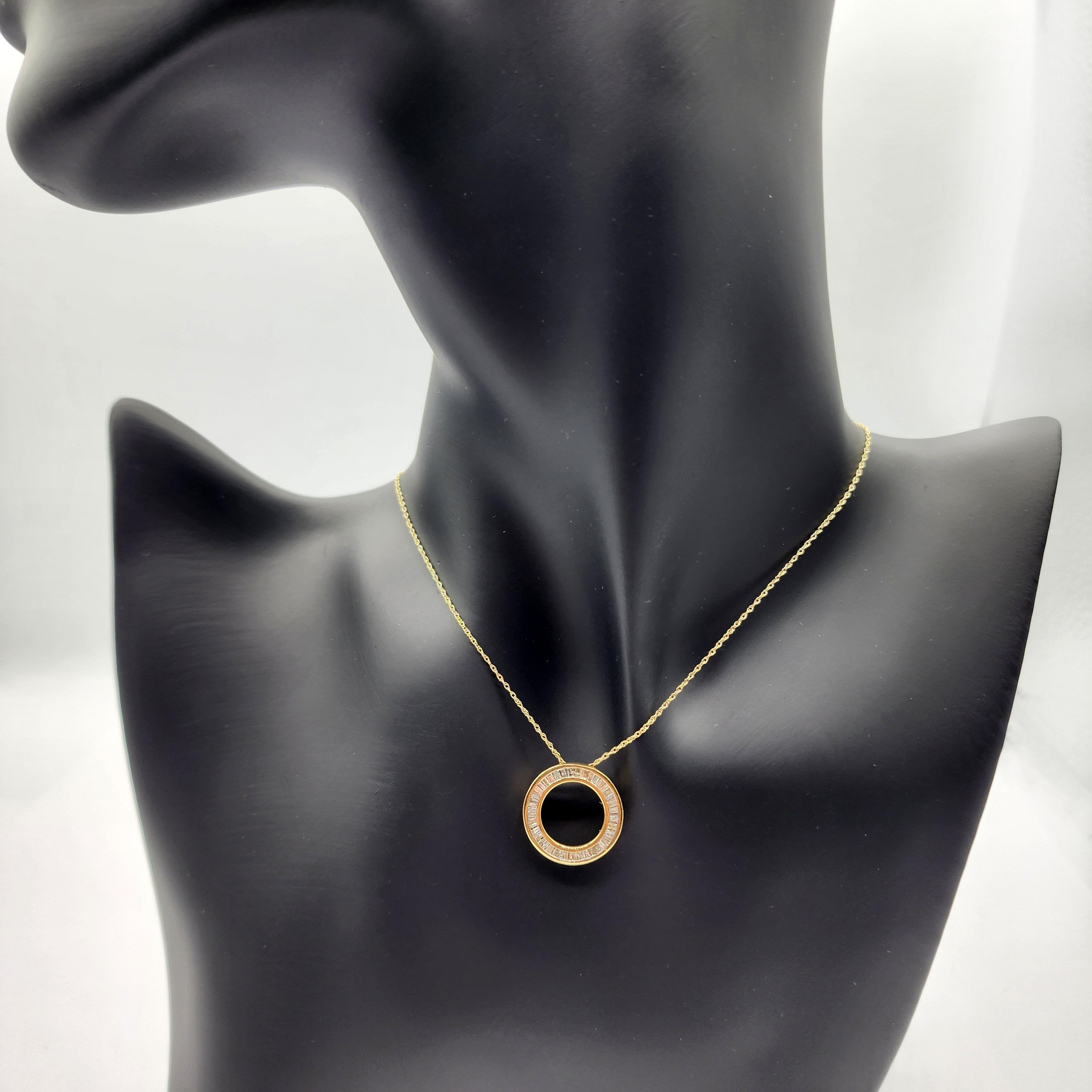 Gold Diamond Pendant Necklace,  10K Yellow Gold Natural Diamonds 0.35ct Circle of Life Pendant, Bridal Necklace