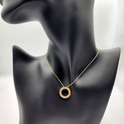 Gold Diamond Pendant Necklace,  10K Yellow Gold Natural Diamonds 0.35ct Circle of Life Pendant, Bridal Necklace