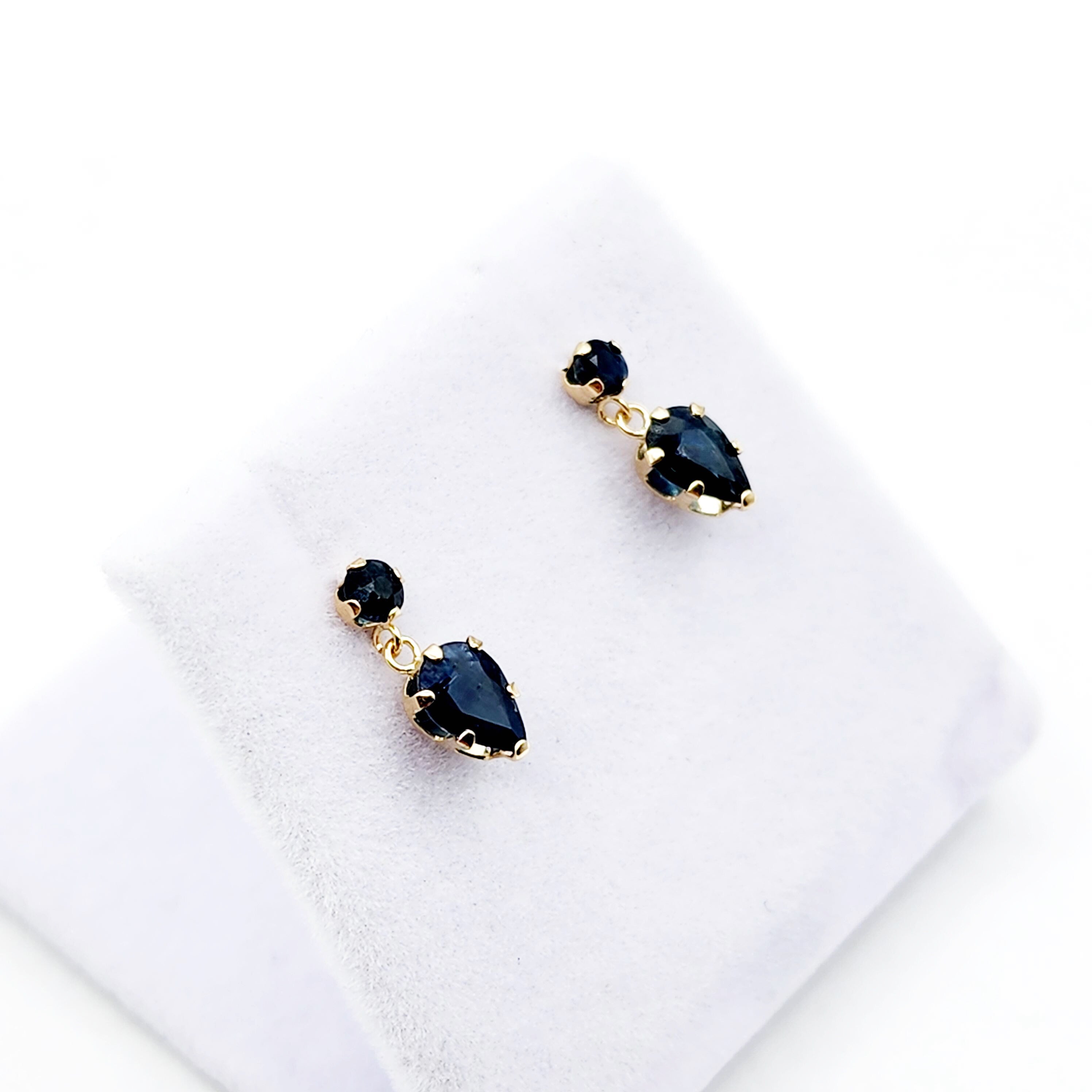 14K Yellow Gold Blue Sapphire Stud Earrings, Birthday Gifts For Her, Jewelry Gifts, September Birthstone Jewelry, Precious Stone Earrings