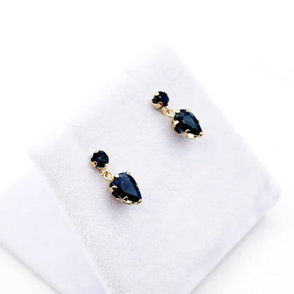 14K Yellow Gold Blue Sapphire Stud Earrings, Birthday Gifts For Her, Jewelry Gifts, September Birthstone Jewelry, Precious Stone Earrings