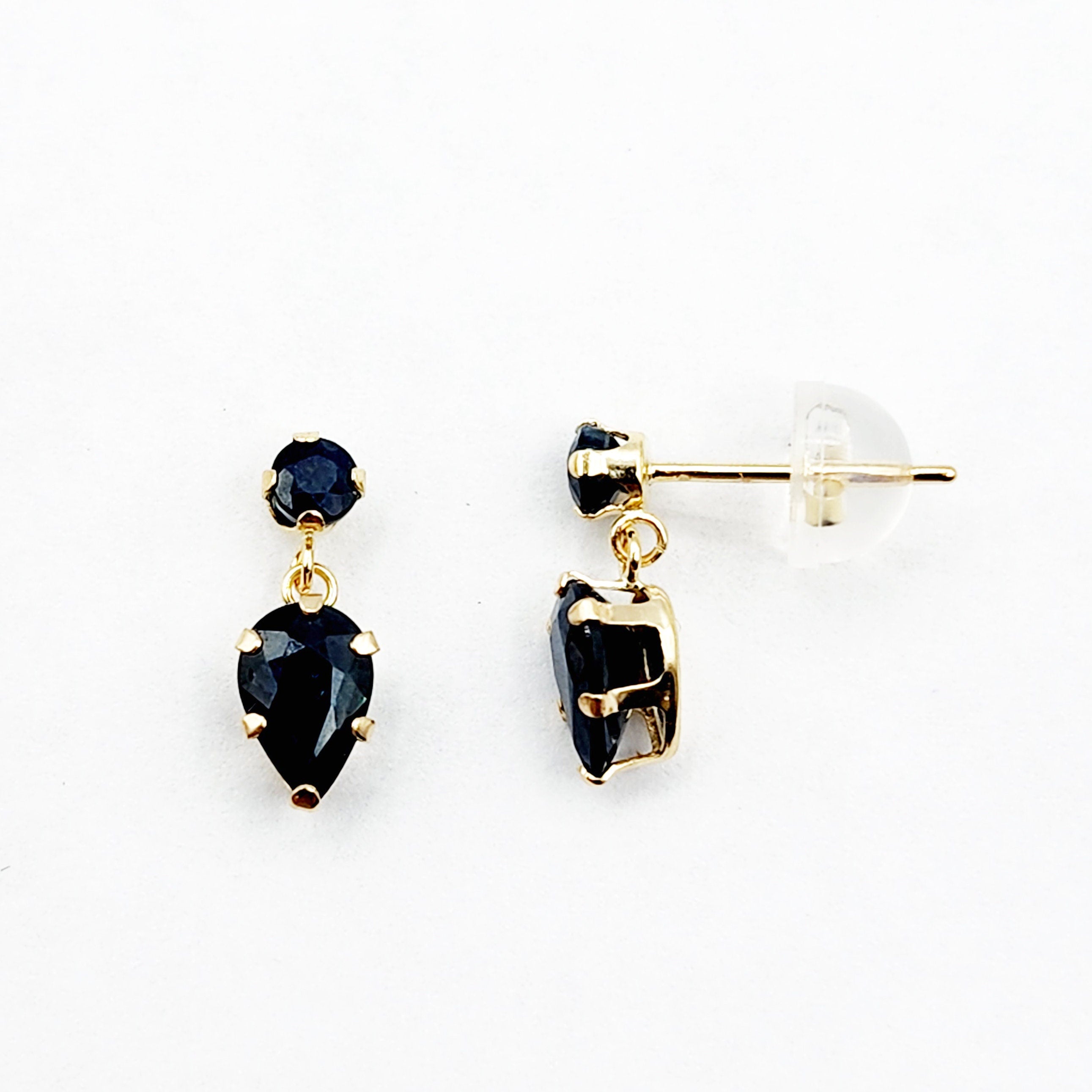 14K Yellow Gold Blue Sapphire Stud Earrings, Birthday Gifts For Her, Jewelry Gifts, September Birthstone Jewelry, Precious Stone Earrings