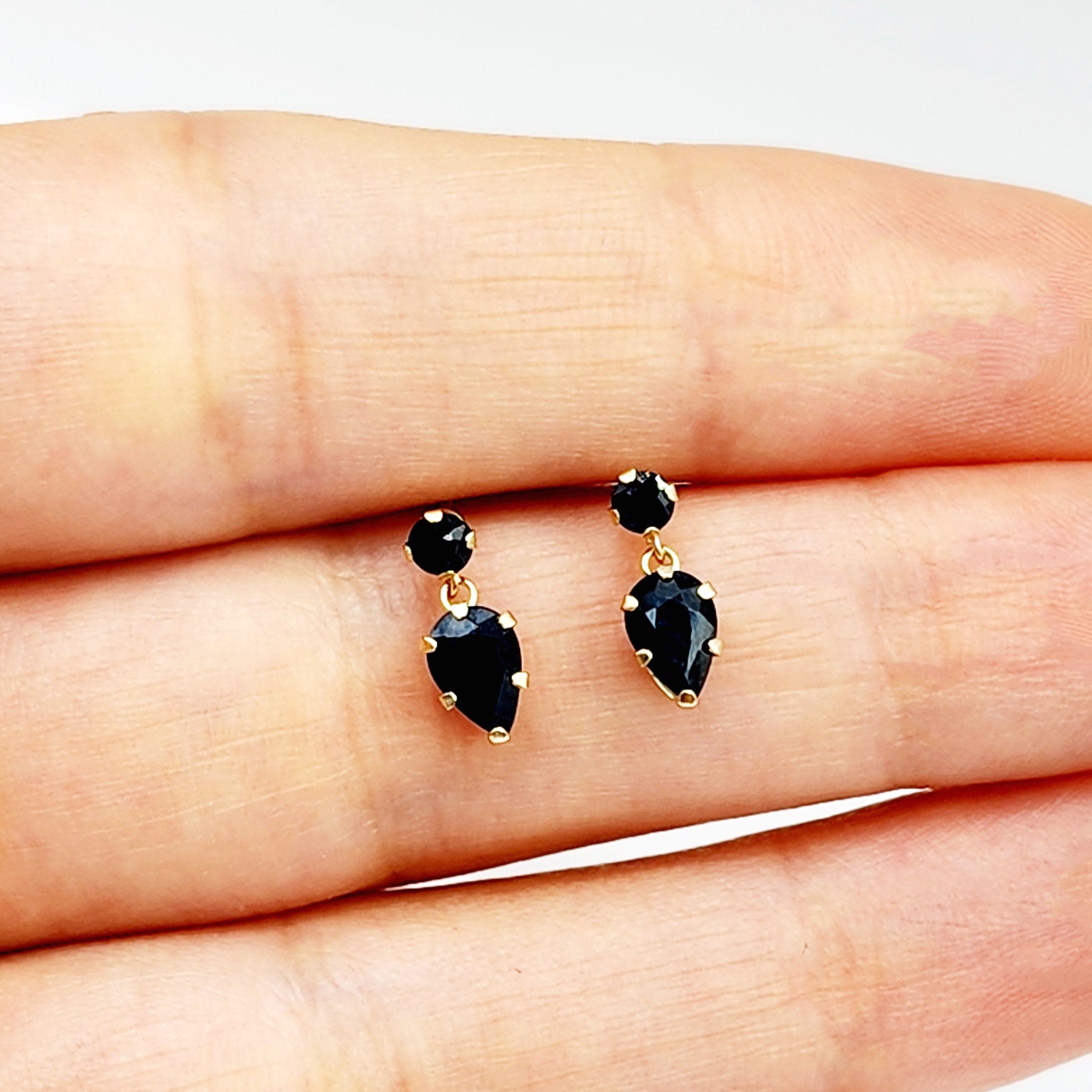14K Yellow Gold Blue Sapphire Stud Earrings, Birthday Gifts For Her, Jewelry Gifts, September Birthstone Jewelry, Precious Stone Earrings