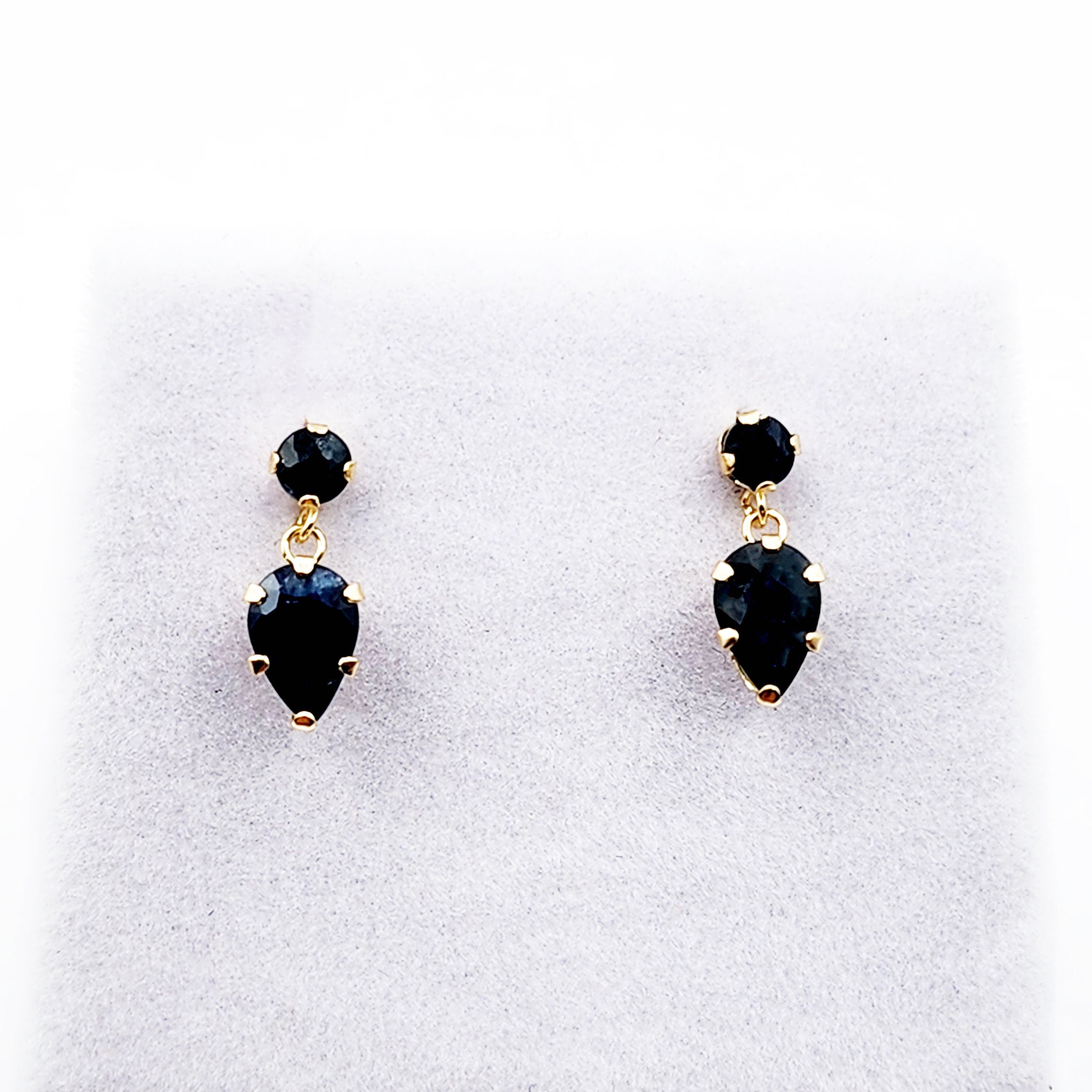 14K Yellow Gold Blue Sapphire Stud Earrings, Birthday Gifts For Her, Jewelry Gifts, September Birthstone Jewelry, Precious Stone Earrings