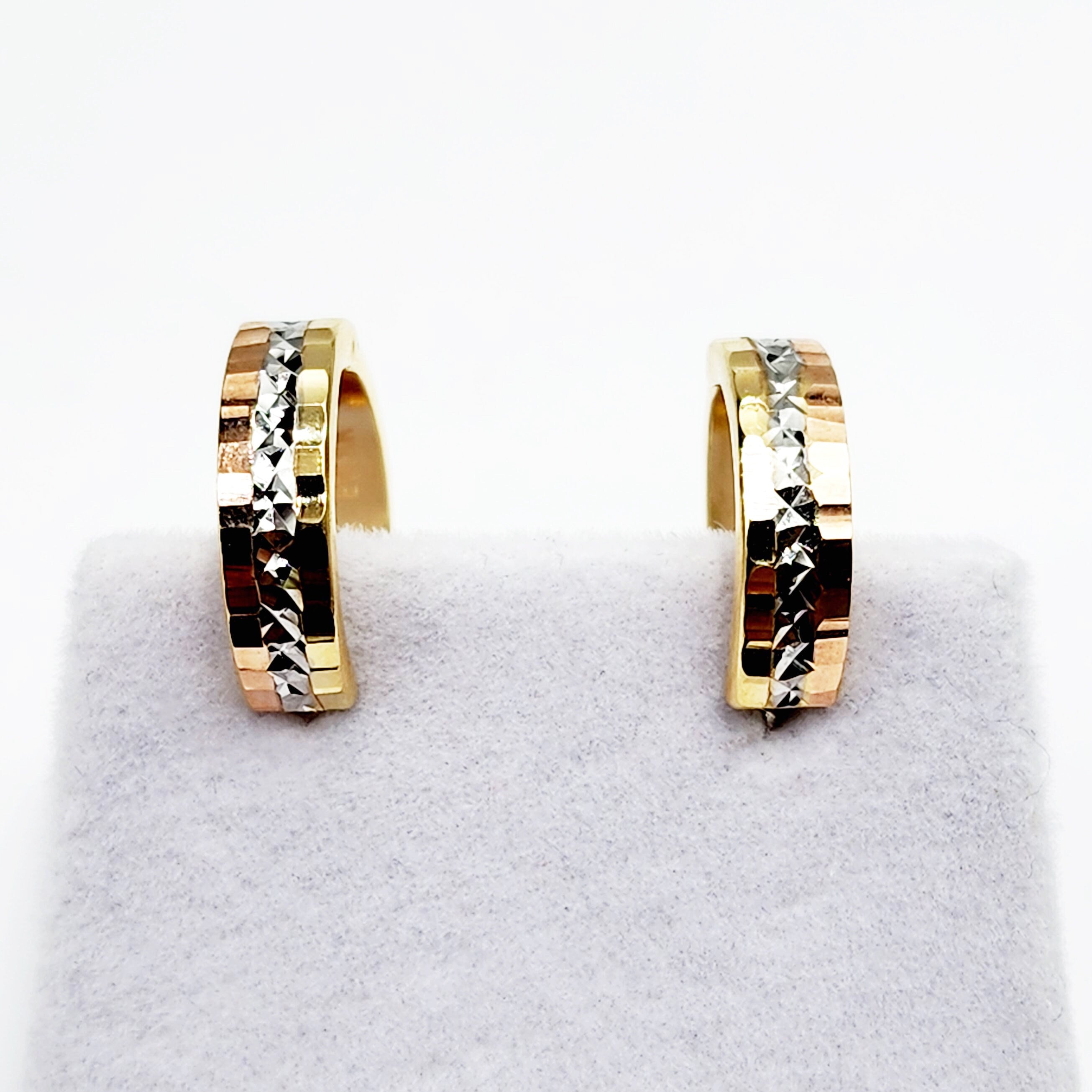 Gold Hoop Women’s Earrings, 10K Yellow Gold Circle Earrings , Gold Small Hoops 14mm Thick Earrings