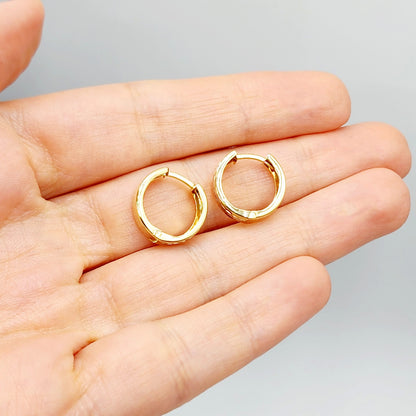 Gold Hoop Women’s Earrings, 10K Yellow Gold Circle Earrings , Gold Small Hoops 14mm Thick Earrings