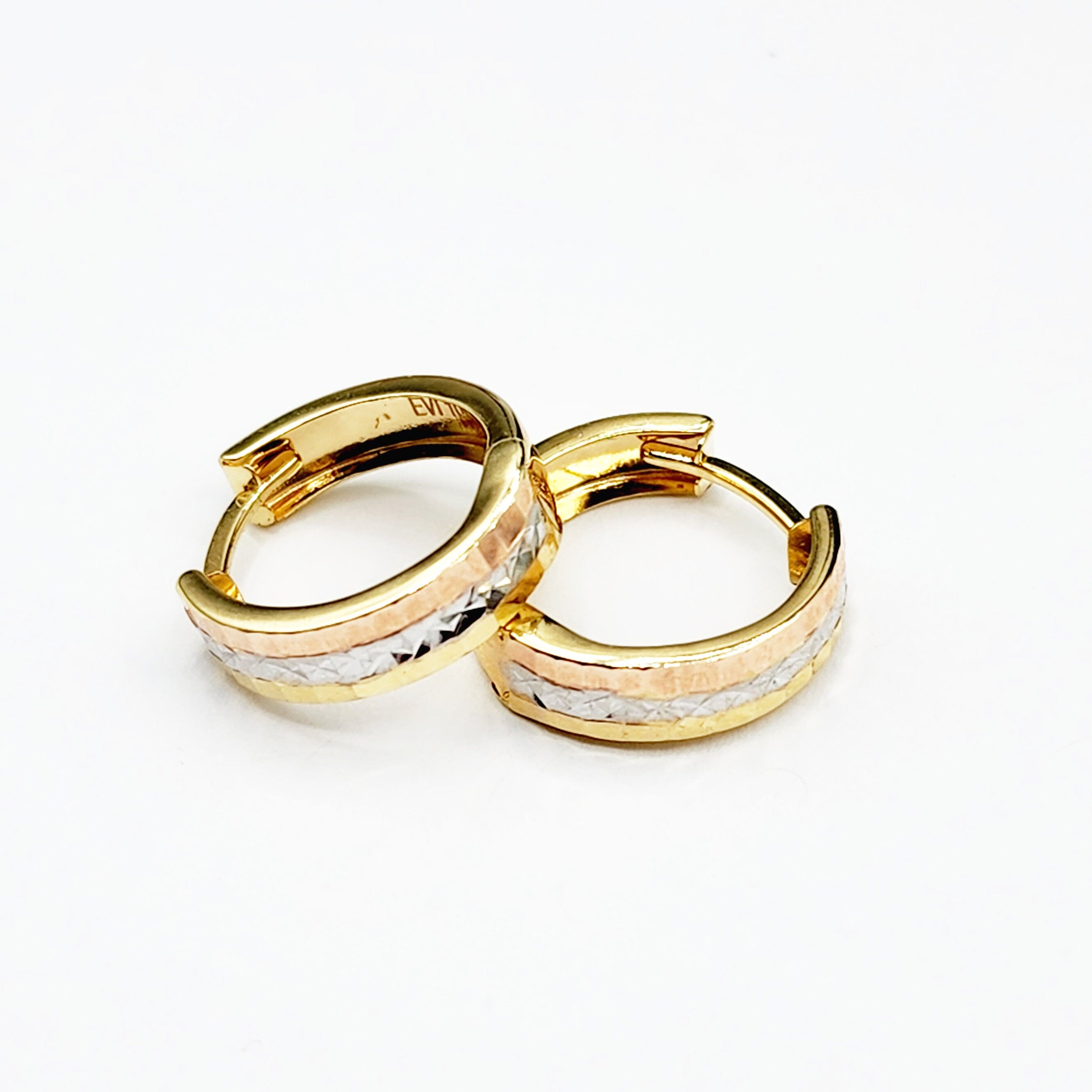 Gold Hoop Women’s Earrings, 10K Yellow Gold Circle Earrings , Gold Small Hoops 14mm Thick Earrings