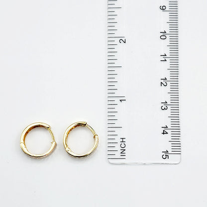 Gold Hoop Women’s Earrings, 10K Yellow Gold Circle Earrings , Gold Small Hoops 14mm Thick Earrings